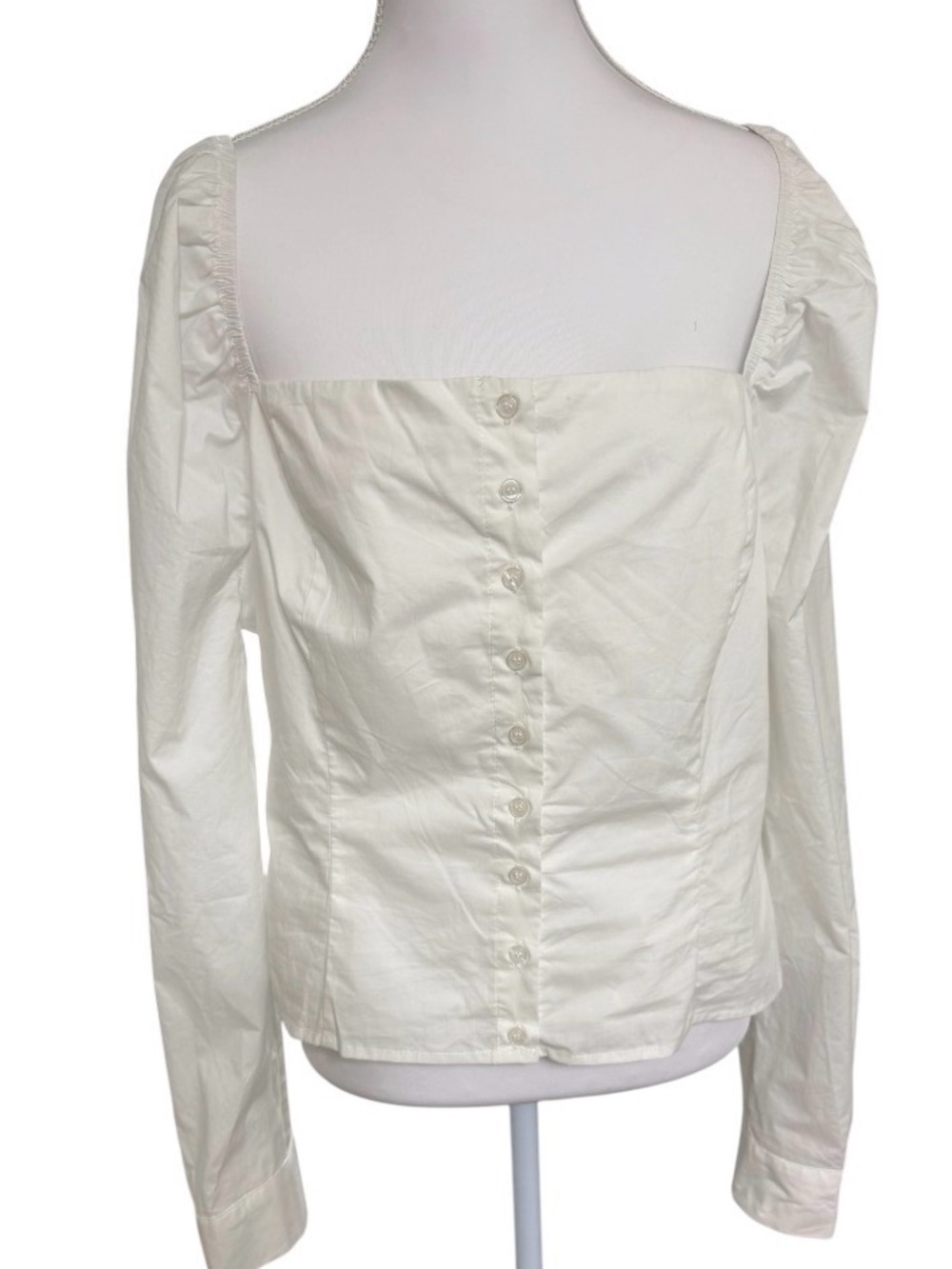 NWT LULUS WHITE COTTON PUFF SLEEVE SQUARE NECK BLOUSE XL ROMANTIC COTTAGECORE - Picture 4 of 10